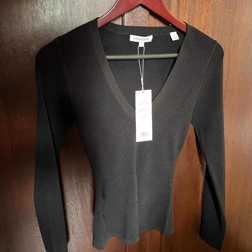 Veronica Beard NWT black v-neck sweater
